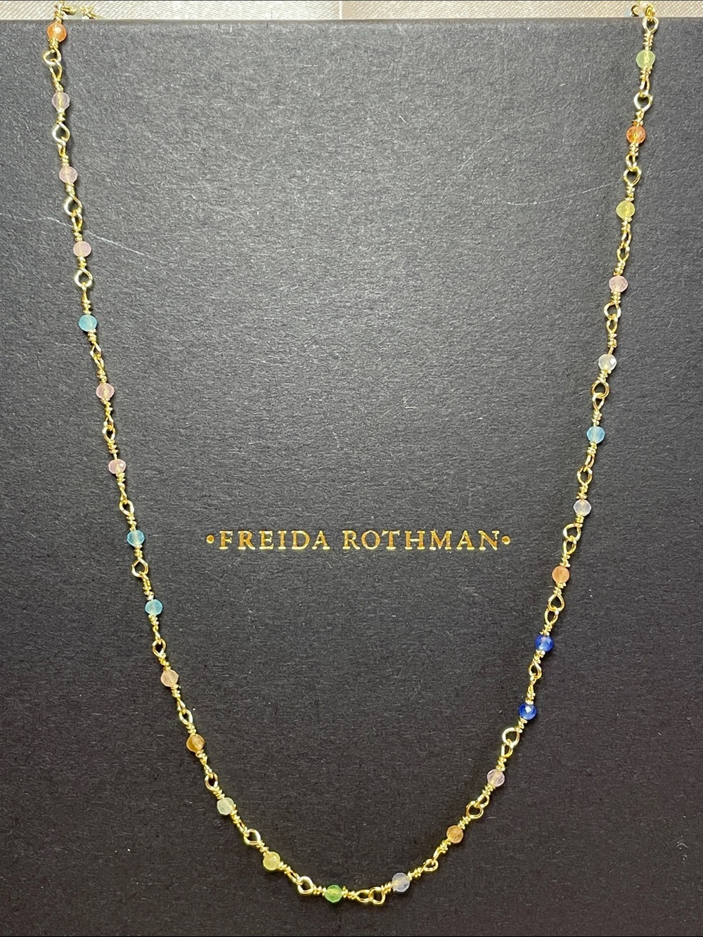 Freida Rothman VAULT Gold Multicolor-Stone Station Necklace - NWT $125 MSRP